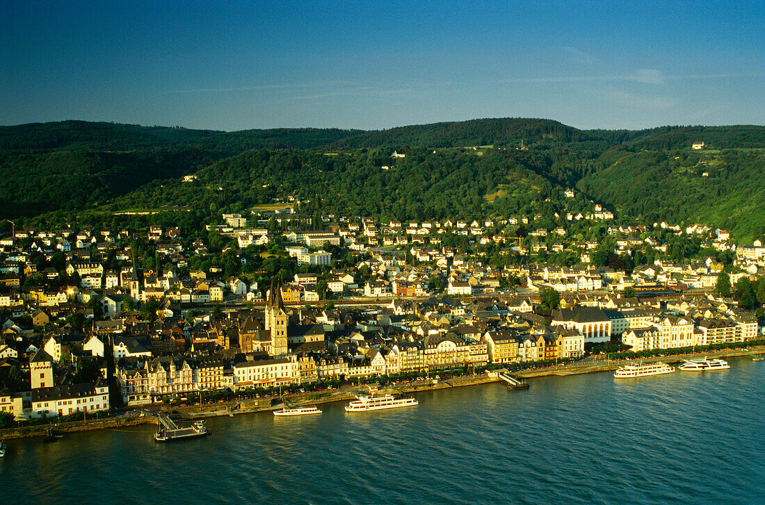 View on Boppard at River Rhine, Rhineland-Palatinate, Germany