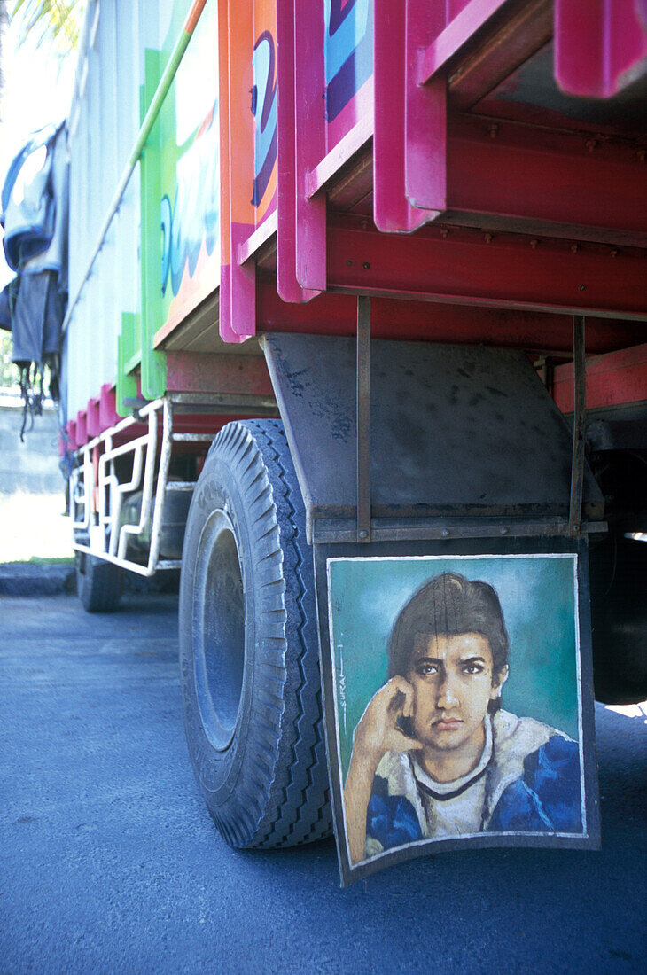 Portrait of Elvis Presley on lorry, Bali, Indonesia
