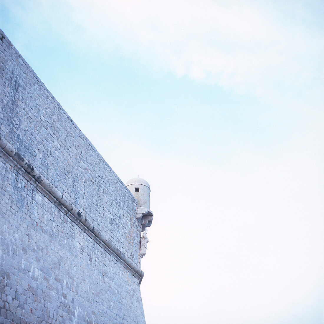 Part of the city wall with patron saint St. Blaise, Dubrovnik, Dalmatia, Croatia