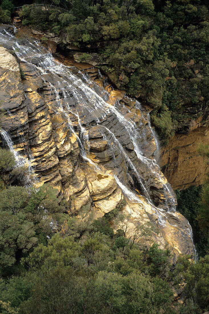 Ein Wasserfall in Blue Mountains National Park, Katoomba, in der Nähe von Sydney, New South Wales, Australien