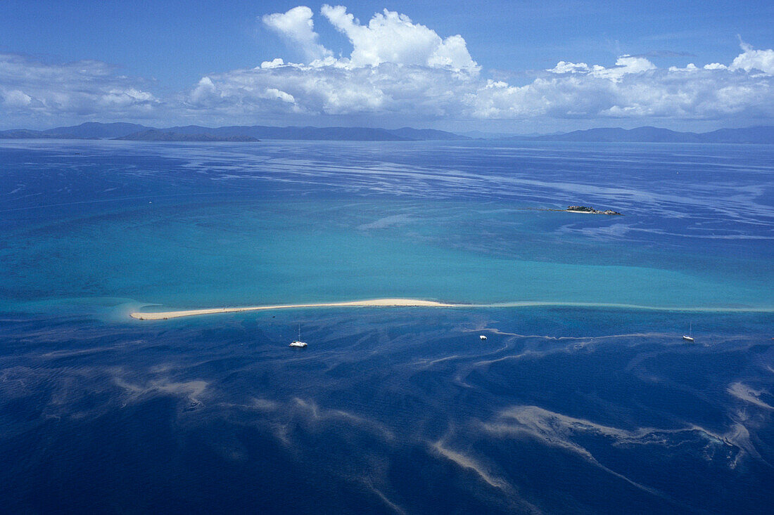 Luftaufnahme von Bali Hai Sandbar, in der Nähe von Hayman Island, Whitsunday Islands, Queensland, Australien