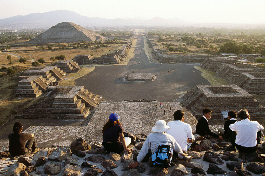 View from the pyramid of the moon, Teotihuacan near Mexico City, Mexico