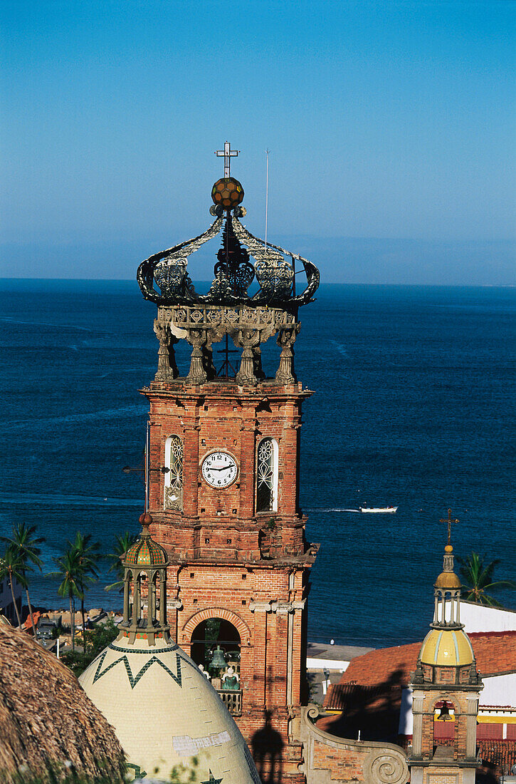 The tower of Templo de Guadaloupe, Puerto Vallarta, Mexico