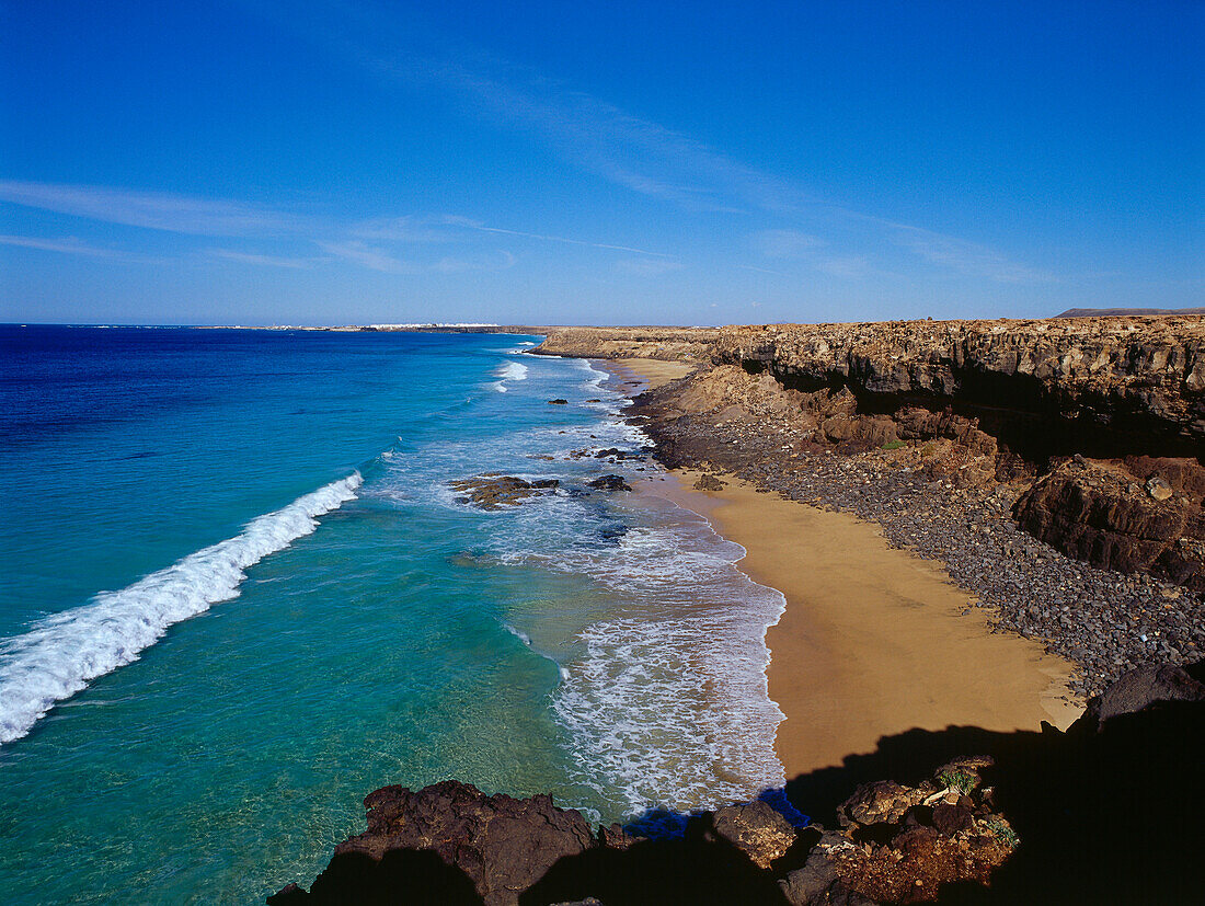 Sandy beaches, Cotillo, Fuerteventura, Canary Islands, Atlantic Ocean, Spain