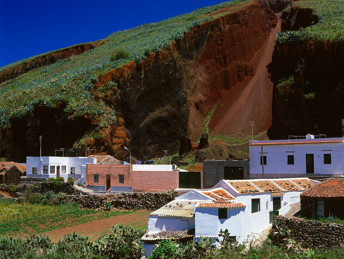 Weiße Häuser von Palomar, Casas Cuevas del Palomar, Teno Gebirge, Teneriffa, Kanarische Inseln, Spanien, Europa