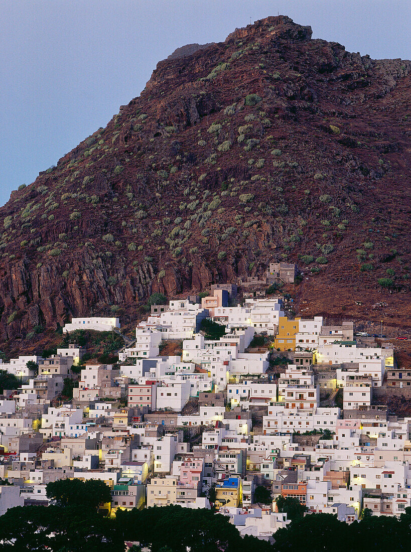 San Andres, village above man-made Playa de las Teresitas, Anaga Mountains, Tenerife Canary Islands, Spain