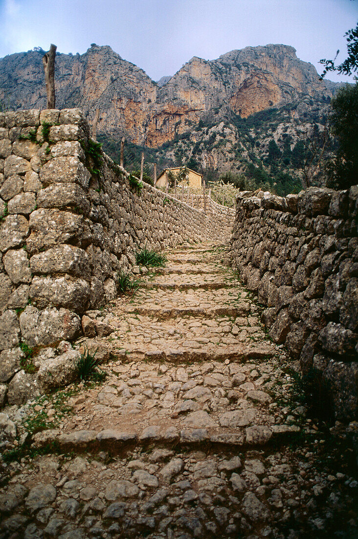 Old path of pilgrimage underneath L'Ofre, Majorca, Baleares, Spain
