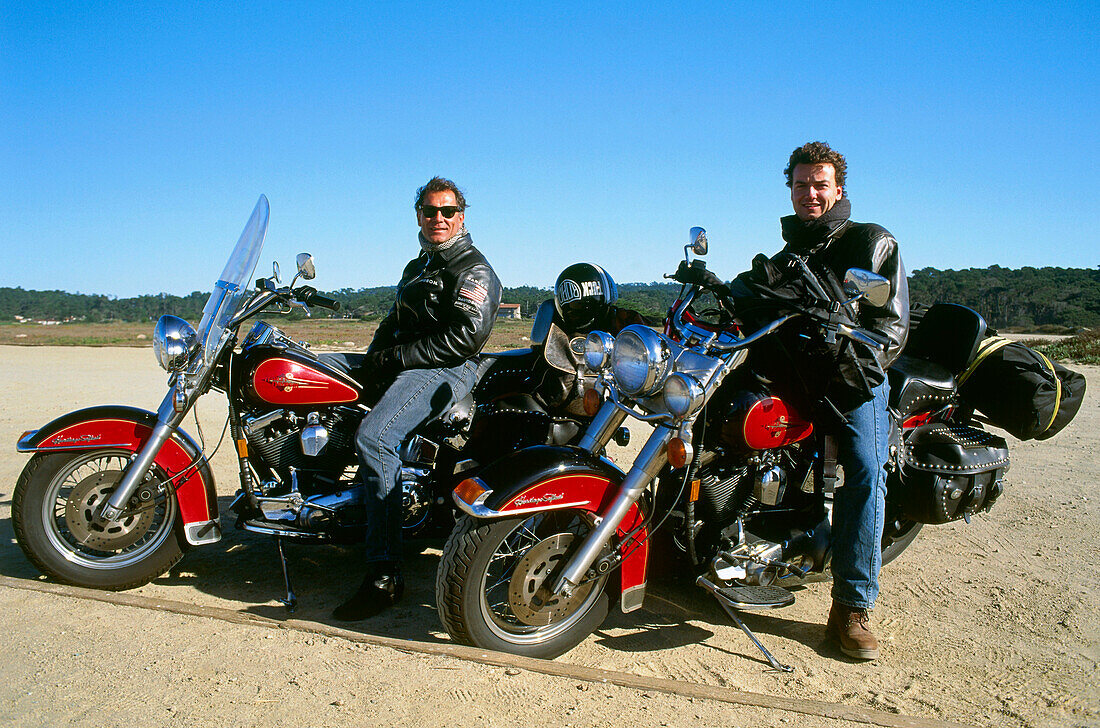 Harley Davidson Fahrer, Bird Rock, Mile Drive, Kalifornien, USA