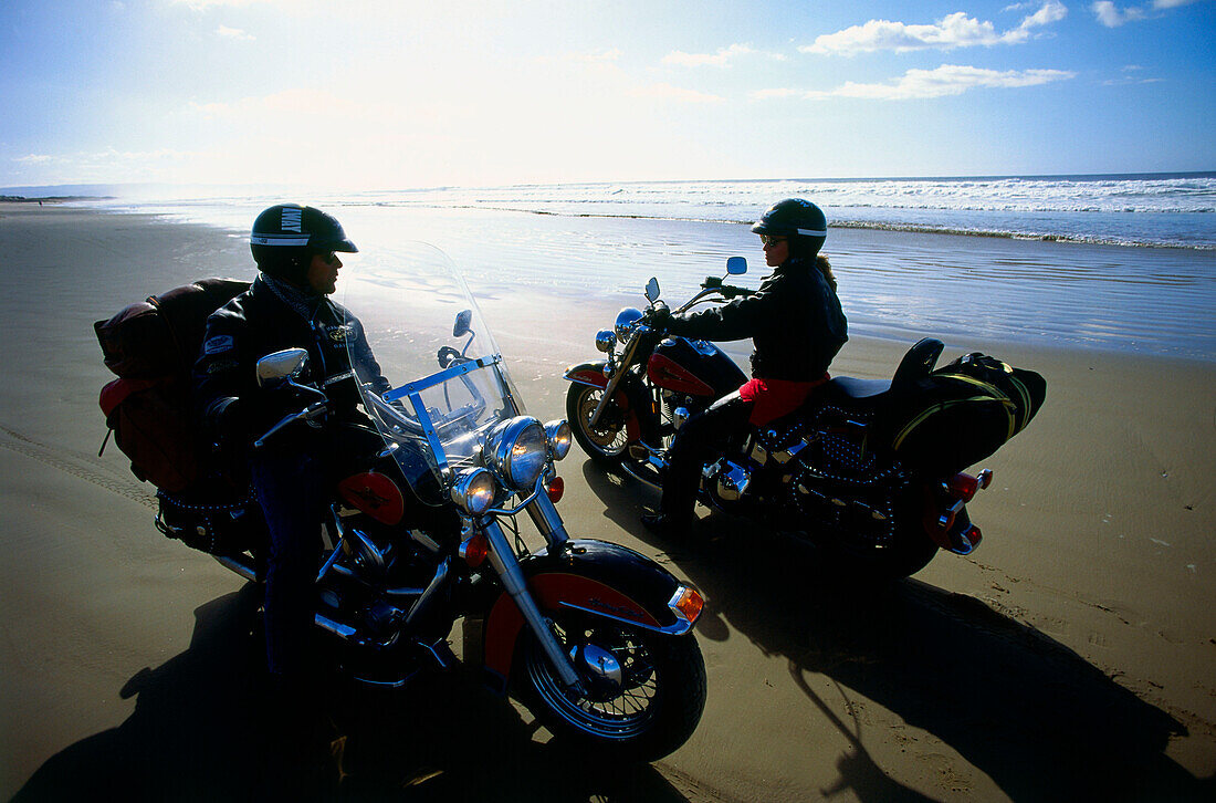 Pismo Beach, meeting point for motobikes, Highway 1, San Luis Opisbo, California, USA