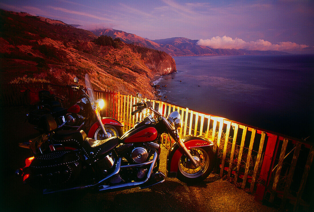 Harley Davidson, coastline, Lucia, Big Sur, Highway 1, California, USA