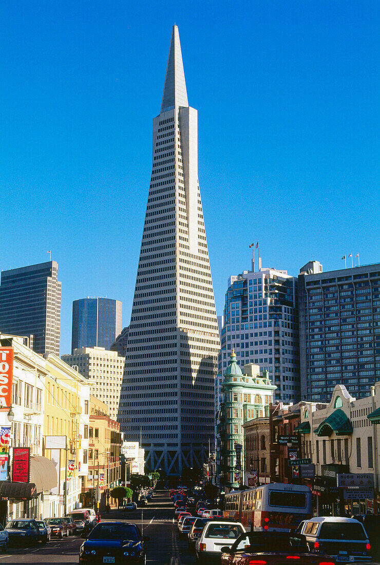 Transamerica Pyramid, Columbus Ave., Financial District, Downtown, San Francisco, Kalifornien, USA