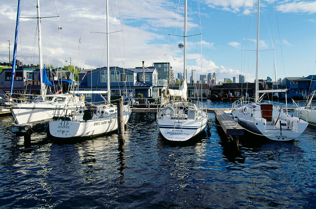 Marina Hausboote, Ostseite, Lake Union Seattle, Washington, USA