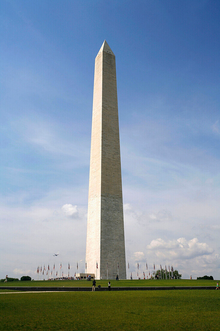 View at the Washington monument on a meadow, Washington DC, America, USA