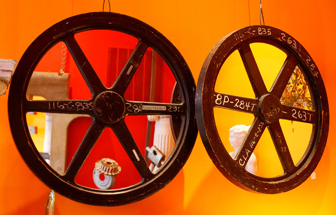 Oddities, wheels in Dada Antiques, Washington DC, United States, USA