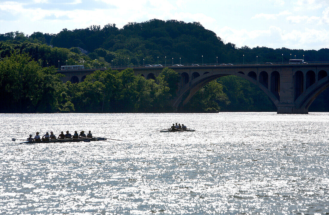Rowing on the Potomac River, Washington DC, United States, USA