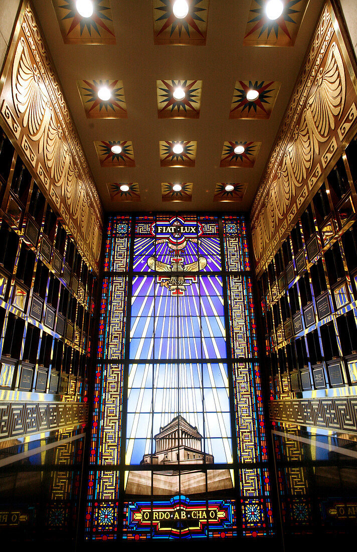 Buntglassfenster, Scottish Rite Temple, Washington DC, Vereinigte Staaten von Amerika, USA