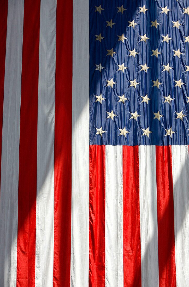 Nahaufnahme von der Flagge der Vereinigten Staaten, Stars and Stripes, Washington DC, Vereinigte Staaten von Amerika, USA