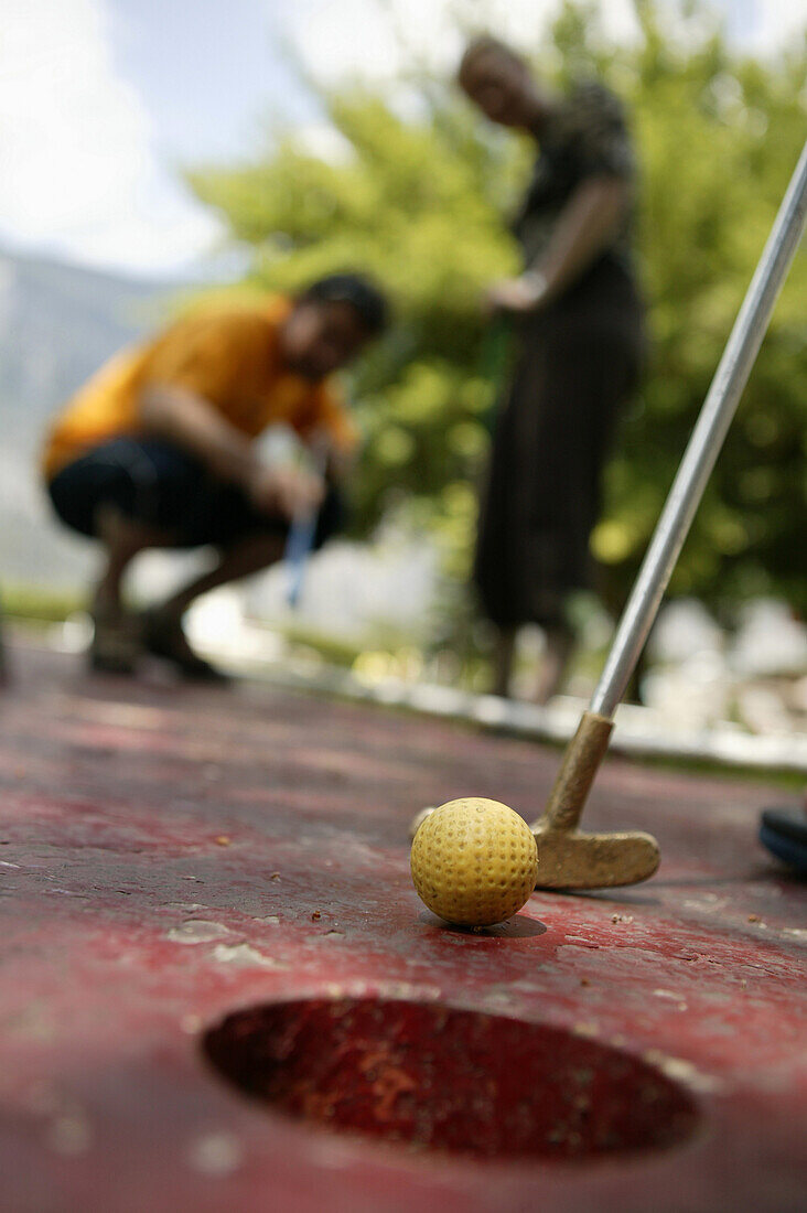 People playing miniature golf, Tyrol, Austria