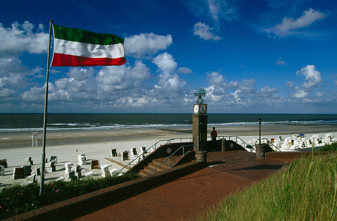 Obere Strandpromenade, Wangerooge, Ostfriesische Inseln, Niedersachsen, Deutschland, Europa