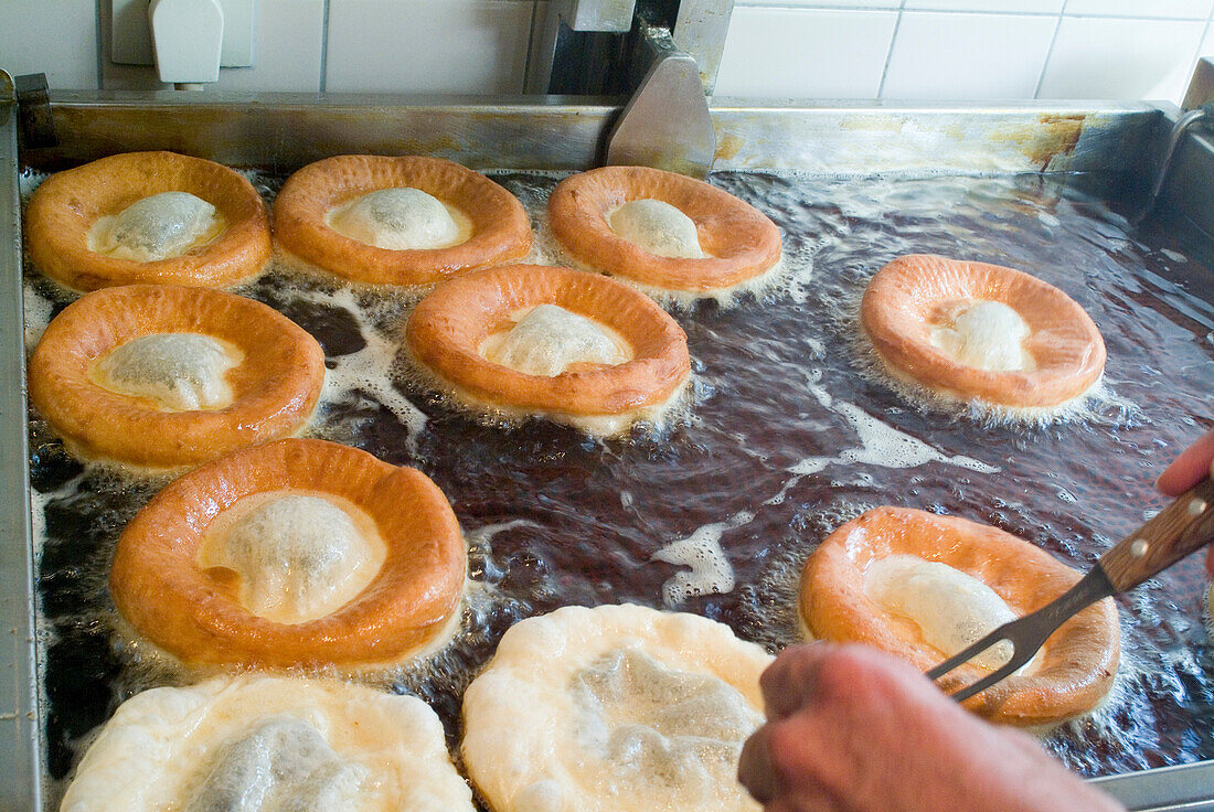 Fried dough foods, Cafe Schmalznudel, Munich, Bavaria, Germany