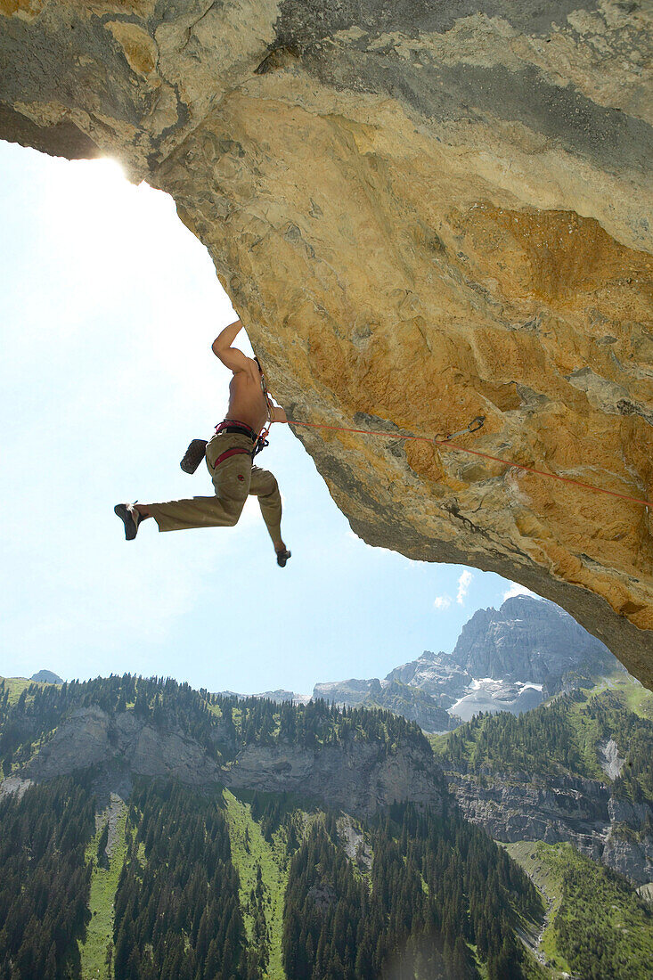 Man, Climber, Overhang, Mountains, Gimmelwald, Lauterbrunnen, Switzerland