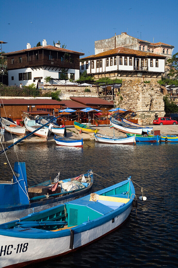 Boote im Hafen von Nessebar, Schwarzmeerküste, Bulgarien, Europa