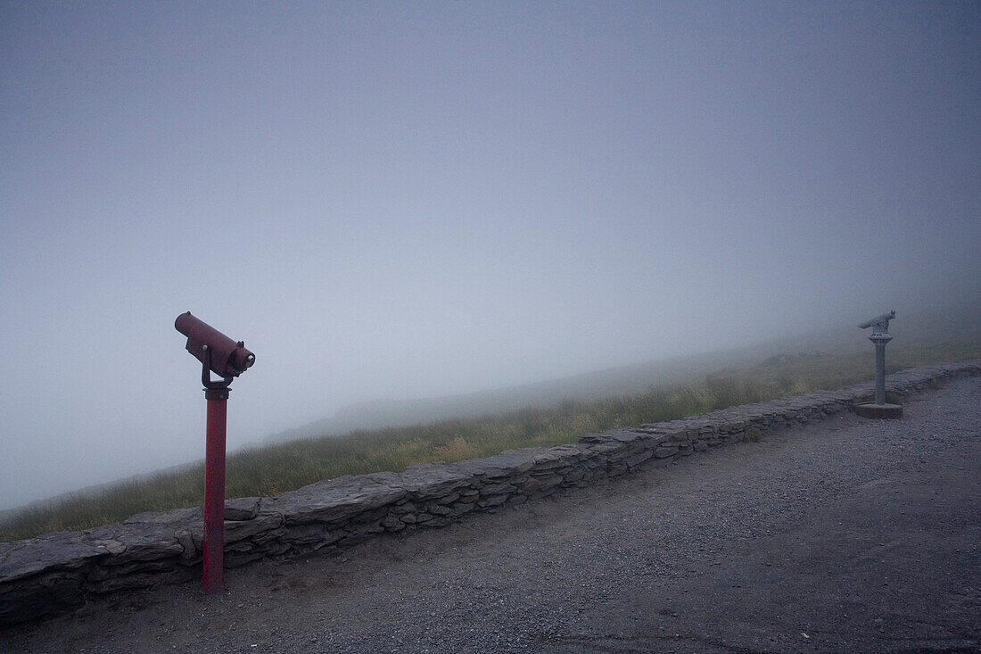 Coomakista pass in the fog, Ring of Kerry, Ireland, Europe