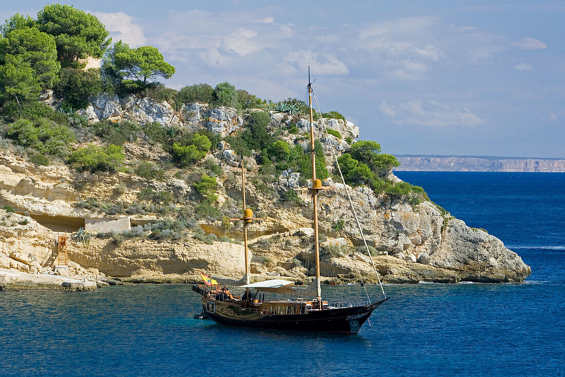 Spain Majorca, Portals Vells, sailing ship, mediteranean sea, Majorca, Balearic Islands, Spain, Europe