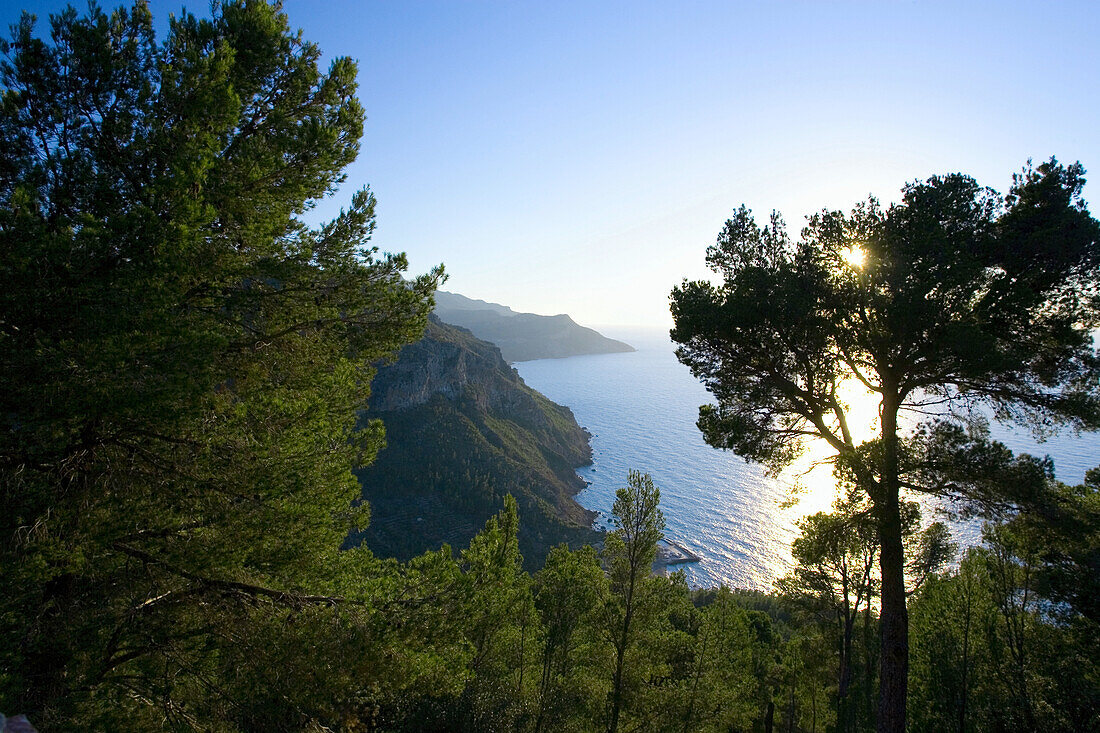 Sea view and coastal landscape near Mirador de ses Pites, North Coast, Majorca, Spain