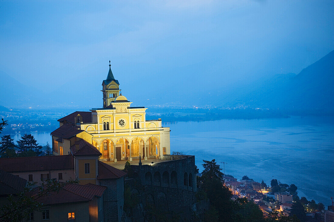 Pilgrimage church Madonna del Sasso, Orselina, lake Lago Maggiore, Ticino, Switzerland