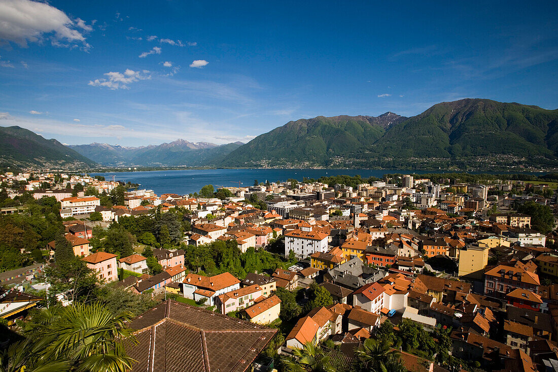 View over Locarno and Lake Maggiore, Ticino, Switzerland