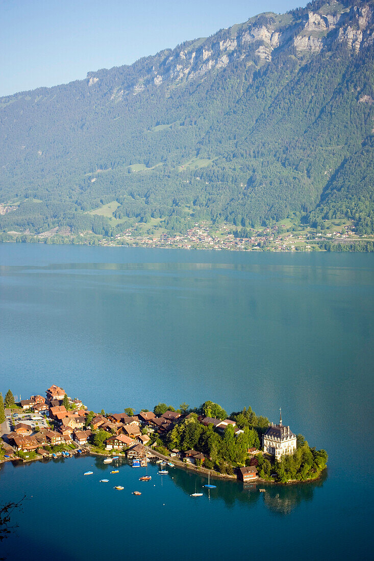 View on Iseltwald, Lake Brienz, Bernese Oberland (highlands), Canton of Bern, Switzerland