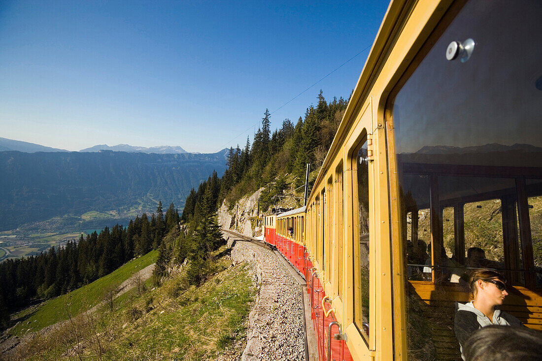Schynige Platte Railway on the way, Schynige Platte (1967 m), Interlaken, Bernese Oberland (highlands), Canton of Bern, Switzerland