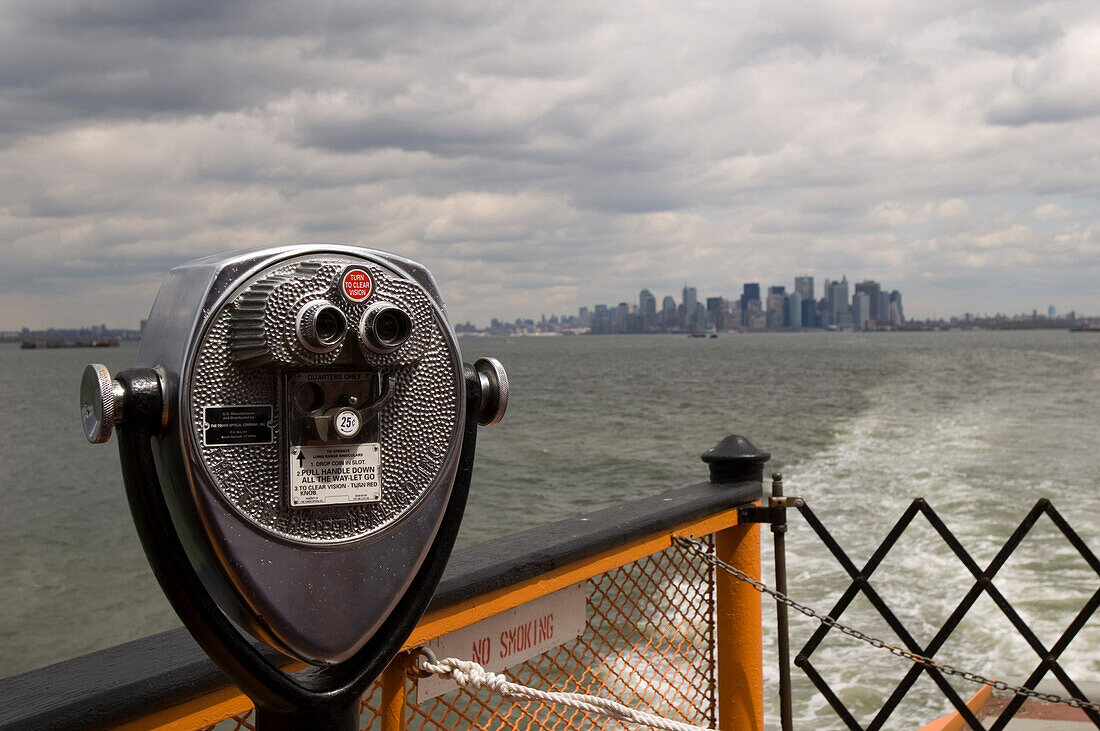 Binocular on the Staten Island ferry, Manhattan, New York, USA