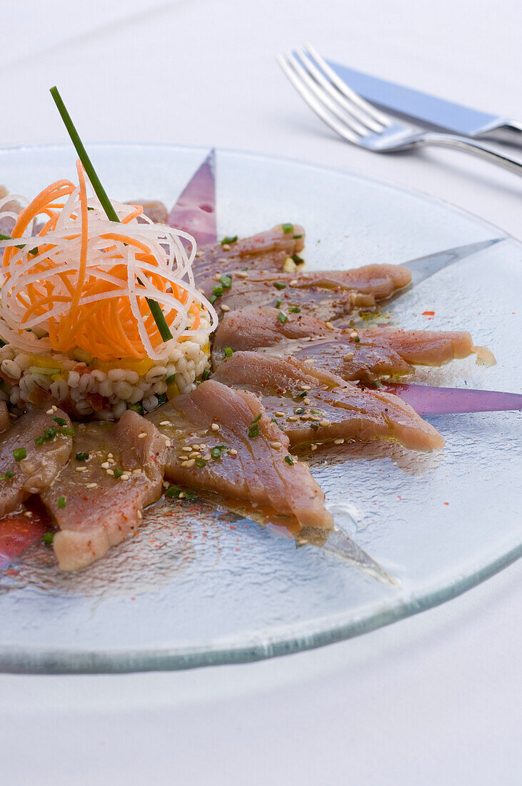 Thunfisch Sashimi, Restaurant Xopana, Choupana Hills Hotel, Funchal, Madeira, Portugal