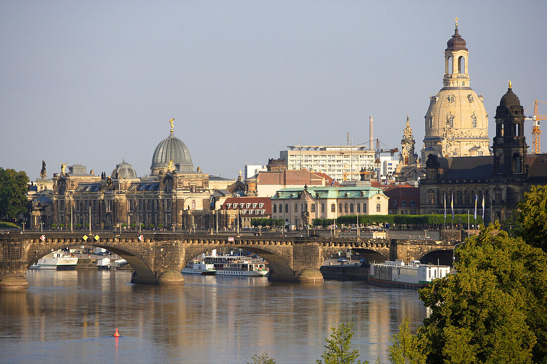 River Elbe and the old town of Dresden, Saxony, Germany
