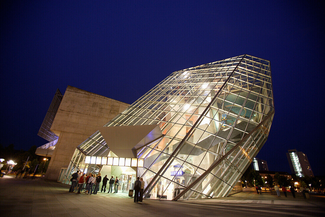 Ufa-Cinema Center at night, Dresden, Saxony, Germany