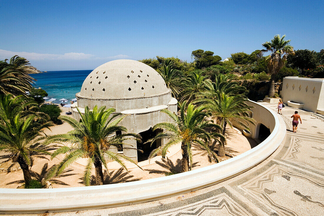 Palms surrounding an oriental domed building, Thermae Kallithea, Rhodes Town, Rhodes, Greece