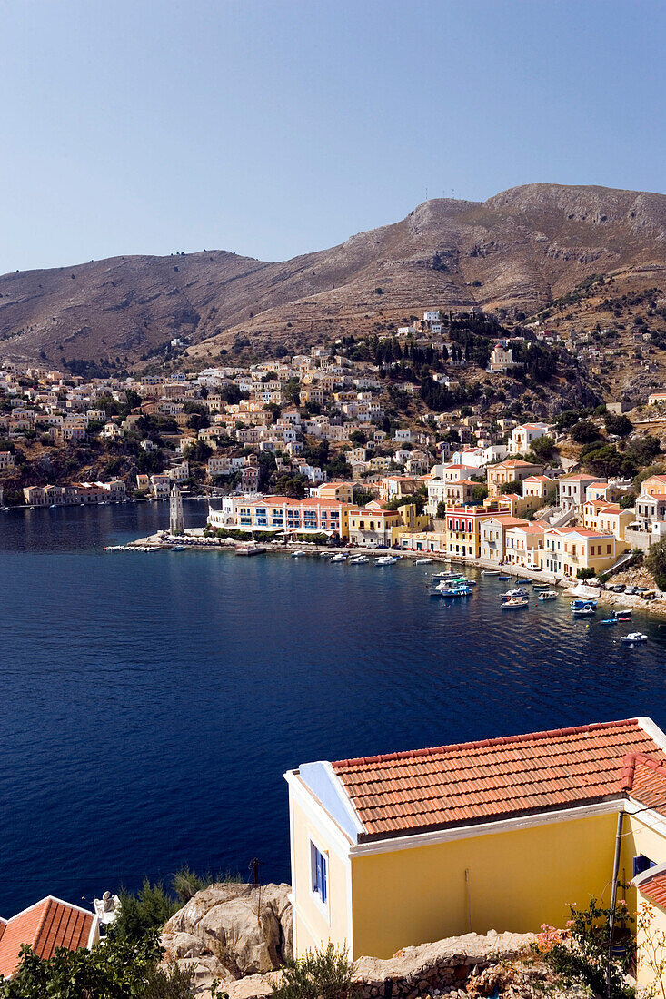 Aerial shot of Simi, Symi Island, Greece