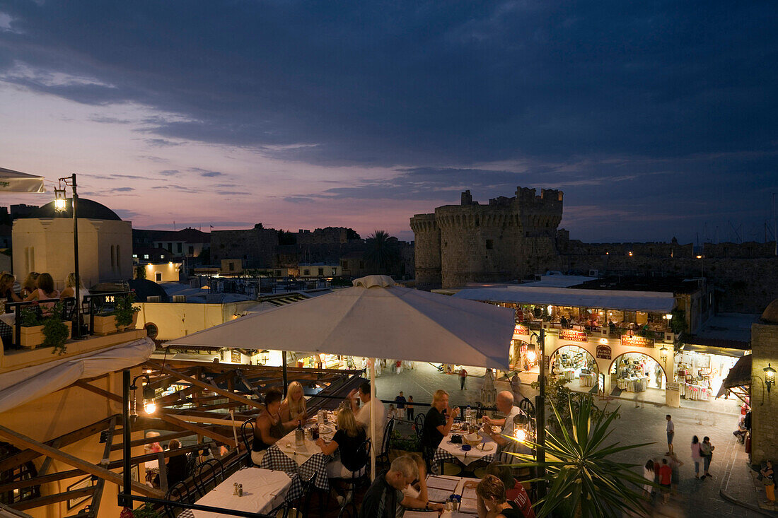 Restaurant, Platia Ippokratou, Rhodes Town, Rhodes, Greece