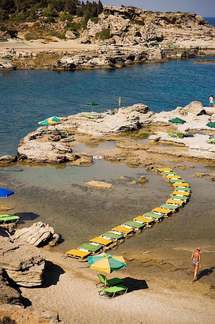 Elevated view of Nikolas Beach, Rhodes Town, Rhodes, Greece