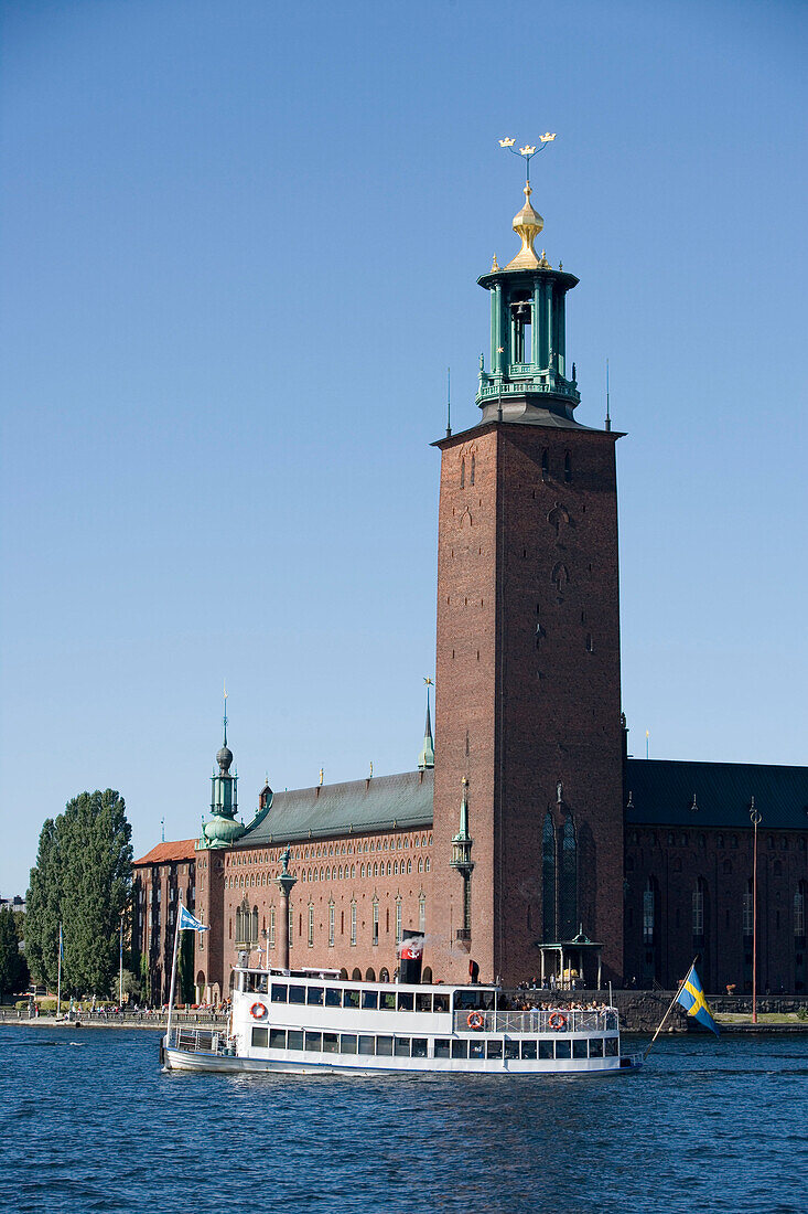 Sightseeing Steam Boat and Stadshuset City Hall, Stockholm, Sweden