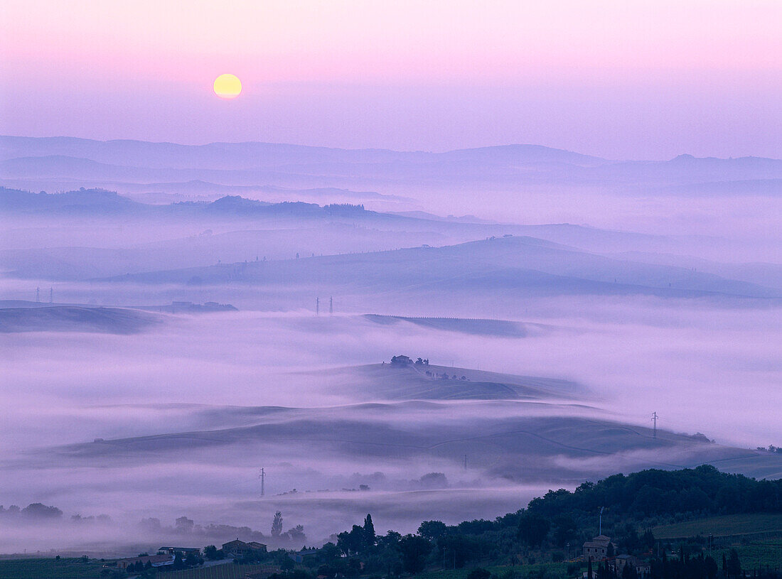 Sunrise over the Val d'Orcia, Tuscany, Italy
