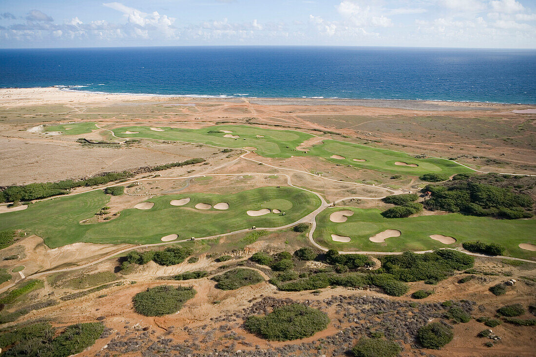 Luftaufnahme vom Tierra del Sol Golfplatz, Aruba, ABC-Inseln, Niederländische Antillen, Karibik