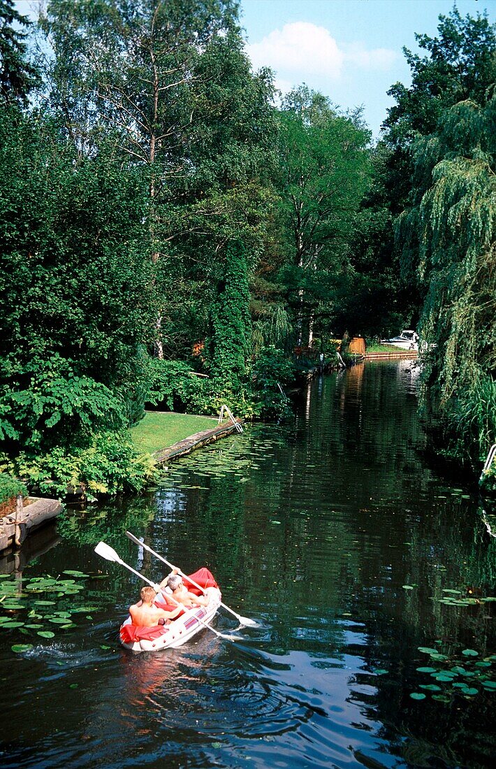 Canoes in canal, Little Venice, Berlin Rahnsdorf, Berlin