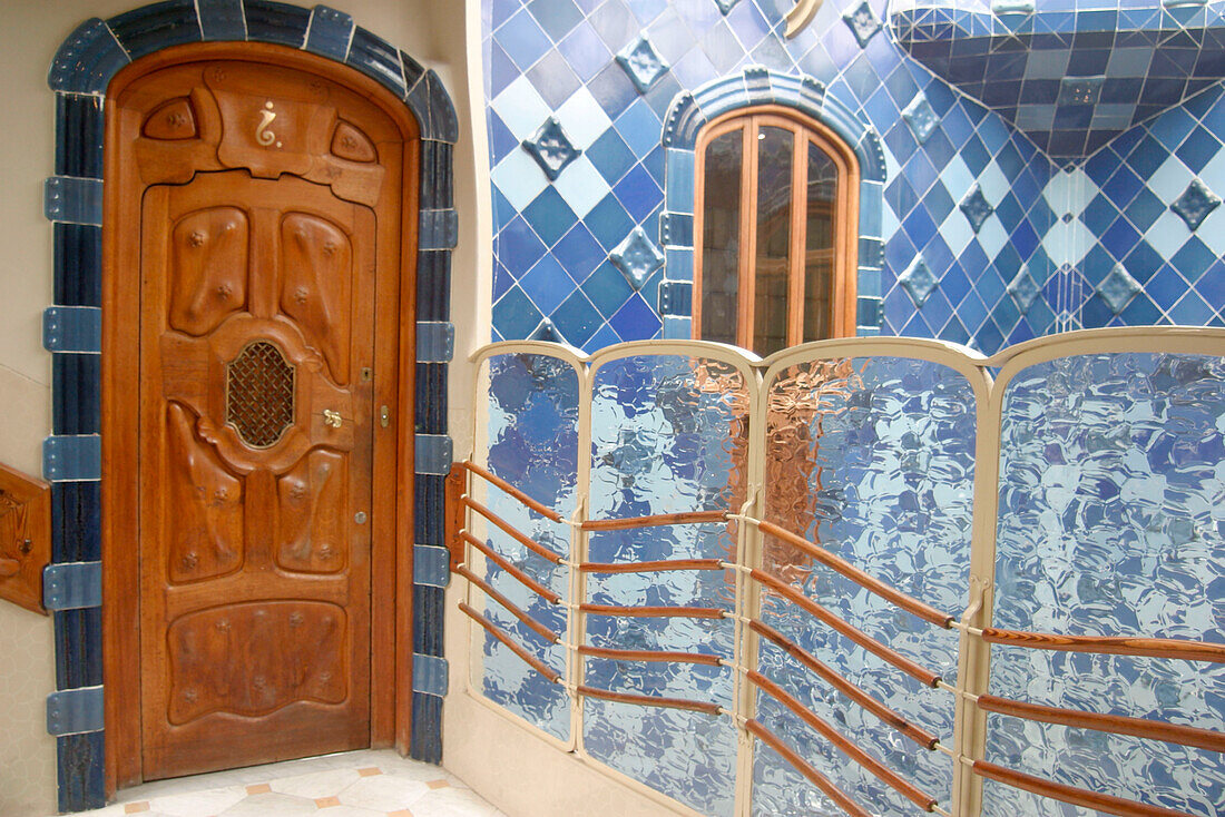Old door in staircase,Casa Batllo,Barcelona,Spain