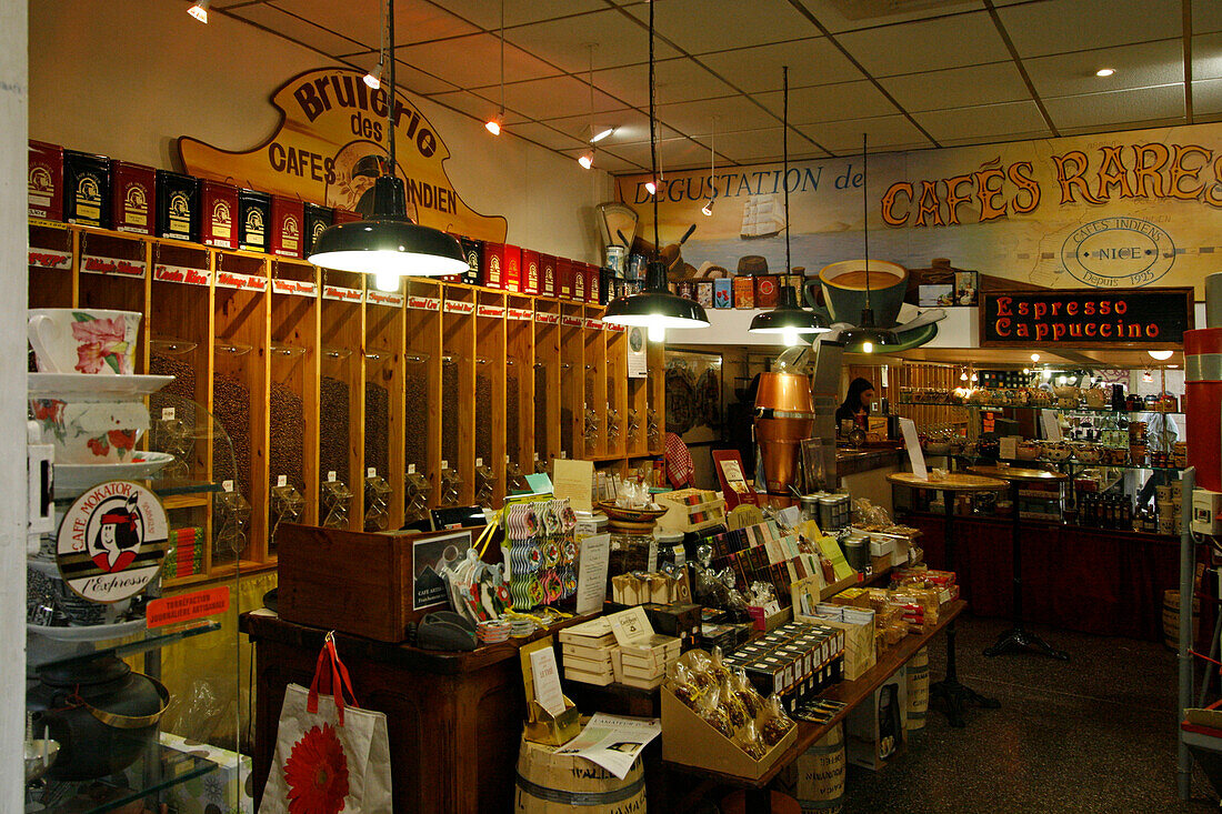 France, Nice, old city center, coffe shop