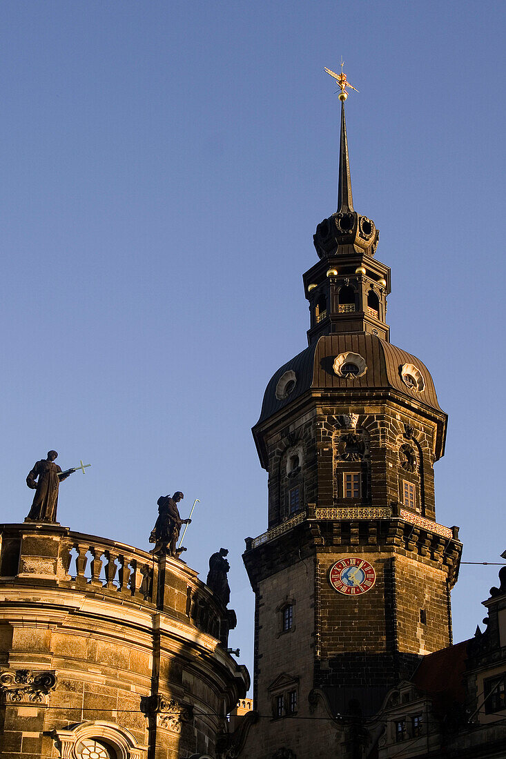 Deutschland, Dresden, Saxony, Thaetre square, castle, Court Church