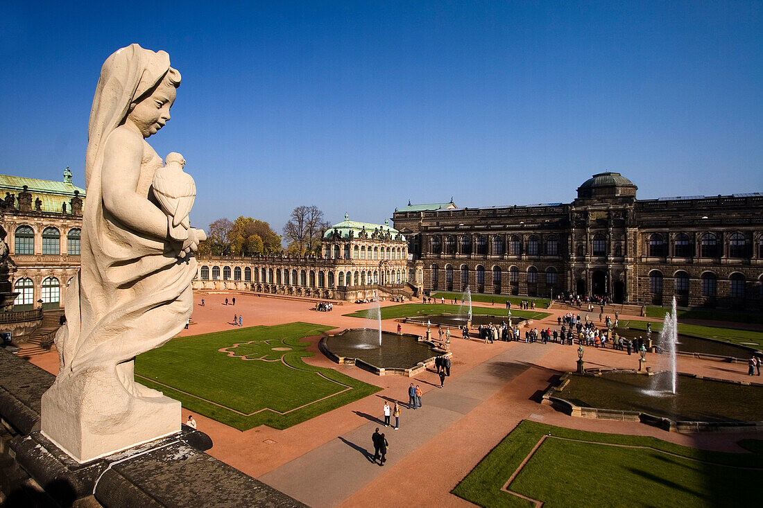 Deutschland, Dresden, Saxony, Zwinger, overview, sculpture