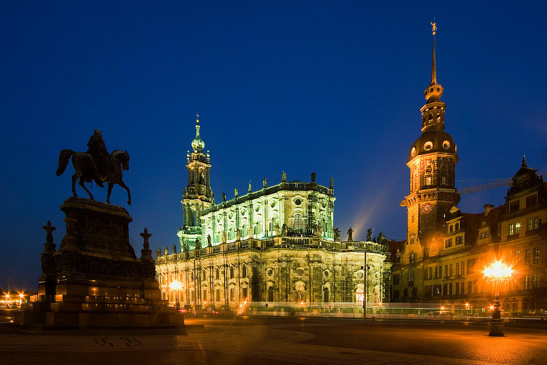 Dresden, theatre square, Hofkirche, castle, eqestrian statue